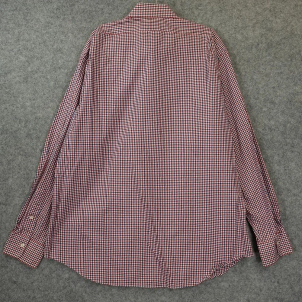 POLO RALPH LAUREN Gingham Shirt Mens 17.5 XL Blue Red Regent Custom Vintage